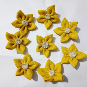 Handmade Yellow Burlap Fabric Flower for Gift Hamper Decoration – Artificial Decorative Flower (Pack of 8)